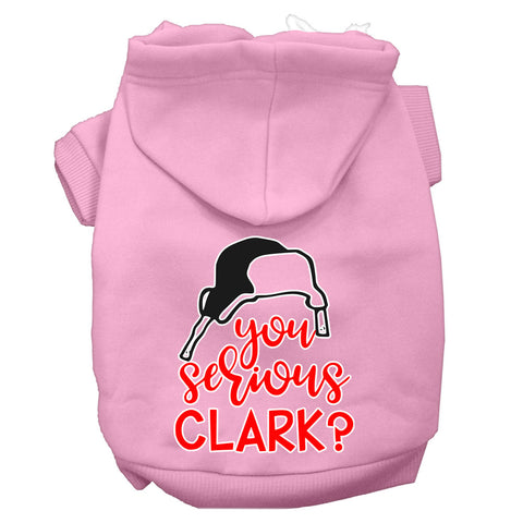 You Serious Clark? Screen Print Dog Hoodie Light Pink Xs