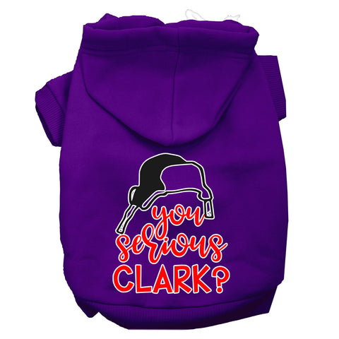 You Serious Clark? Screen Print Dog Hoodie Purple Xl