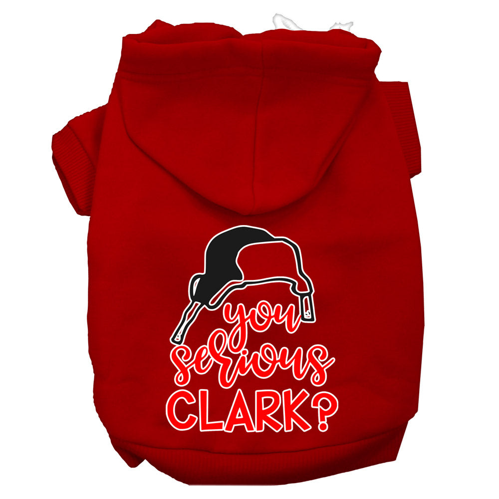 You Serious Clark? Screen Print Dog Hoodie Red Xs