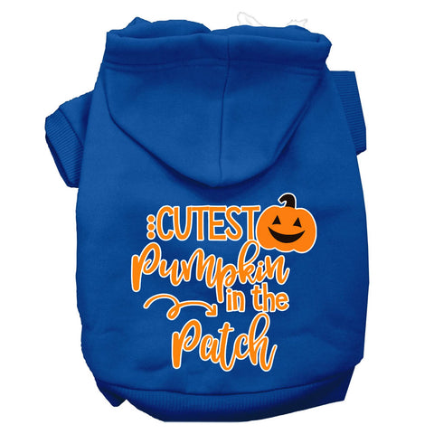 Cutest Pumpkin In The Patch Screen Print Dog Hoodie Blue L