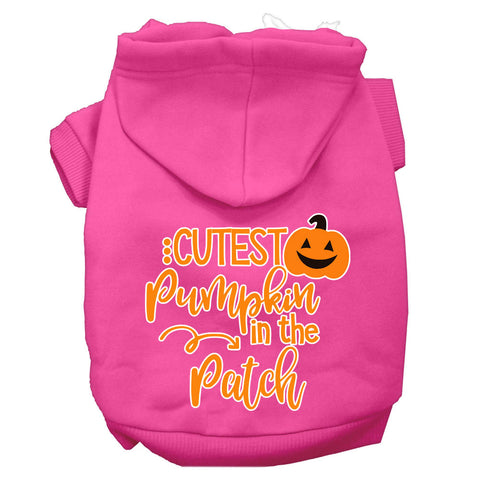 Cutest Pumpkin In The Patch Screen Print Dog Hoodie Bright Pink L