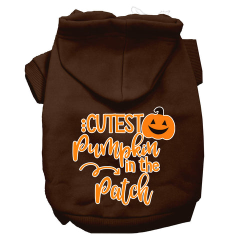 Cutest Pumpkin In The Patch Screen Print Dog Hoodie Brown S