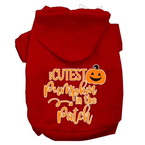 Cutest Pumpkin In The Patch Screen Print Dog Hoodie Red L