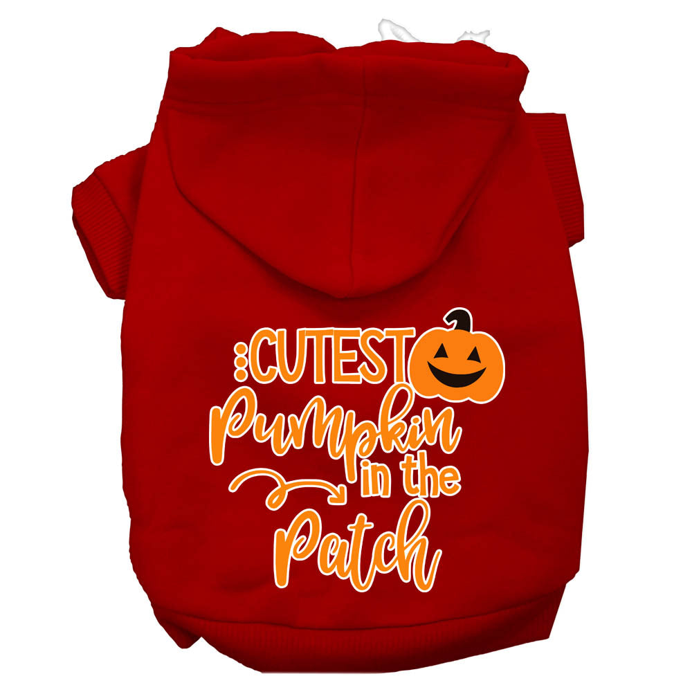 Cutest Pumpkin In The Patch Screen Print Dog Hoodie Red Xxl