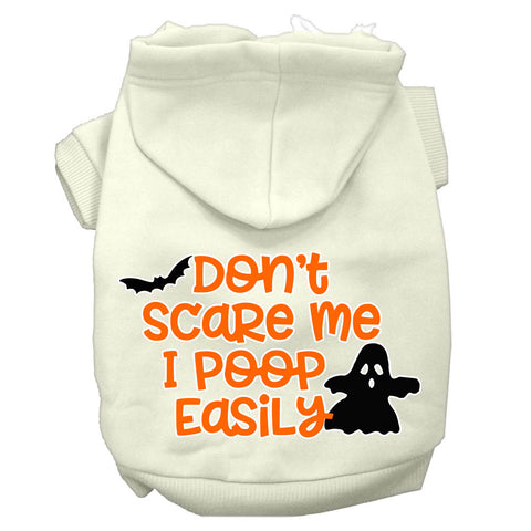 Don't Scare Me, Poops Easily Screen Print Dog Hoodie Cream L