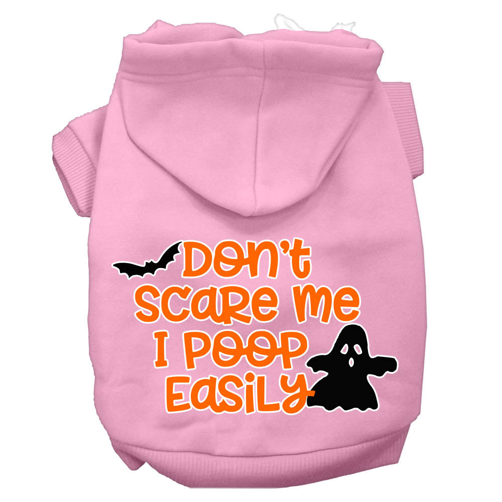 Don't Scare Me, Poops Easily Screen Print Dog Hoodie Light Pink L