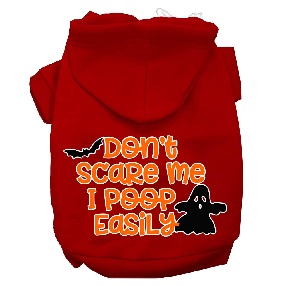 Don't Scare Me, Poops Easily Screen Print Dog Hoodie Red L