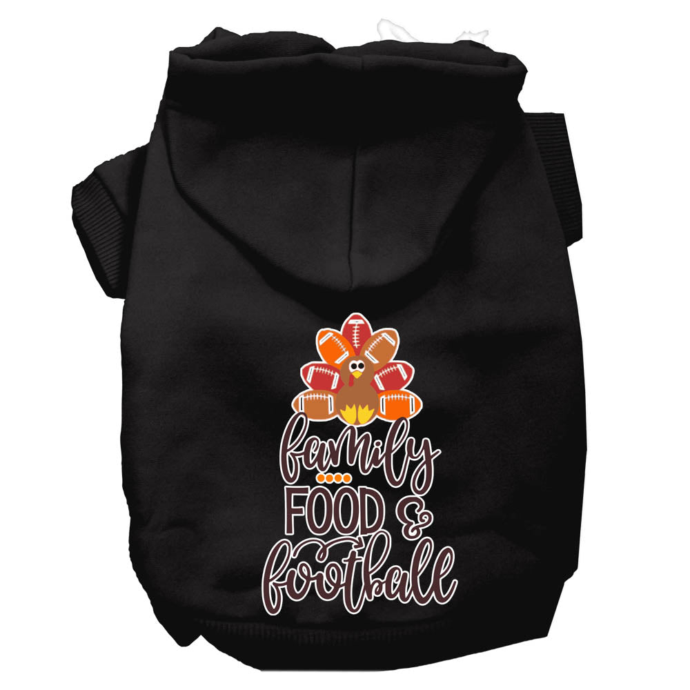 Family, Food, And Football Screen Print Dog Hoodie Black L