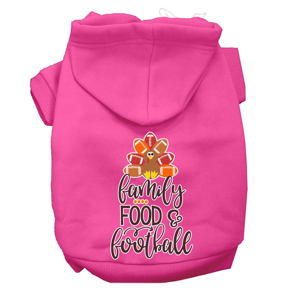 Family, Food, And Football Screen Print Dog Hoodie Bright Pink S