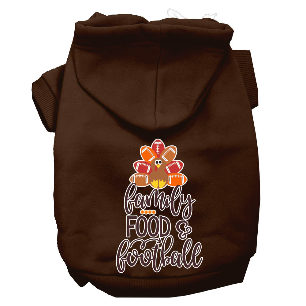 Family, Food, And Football Screen Print Dog Hoodie Brown S