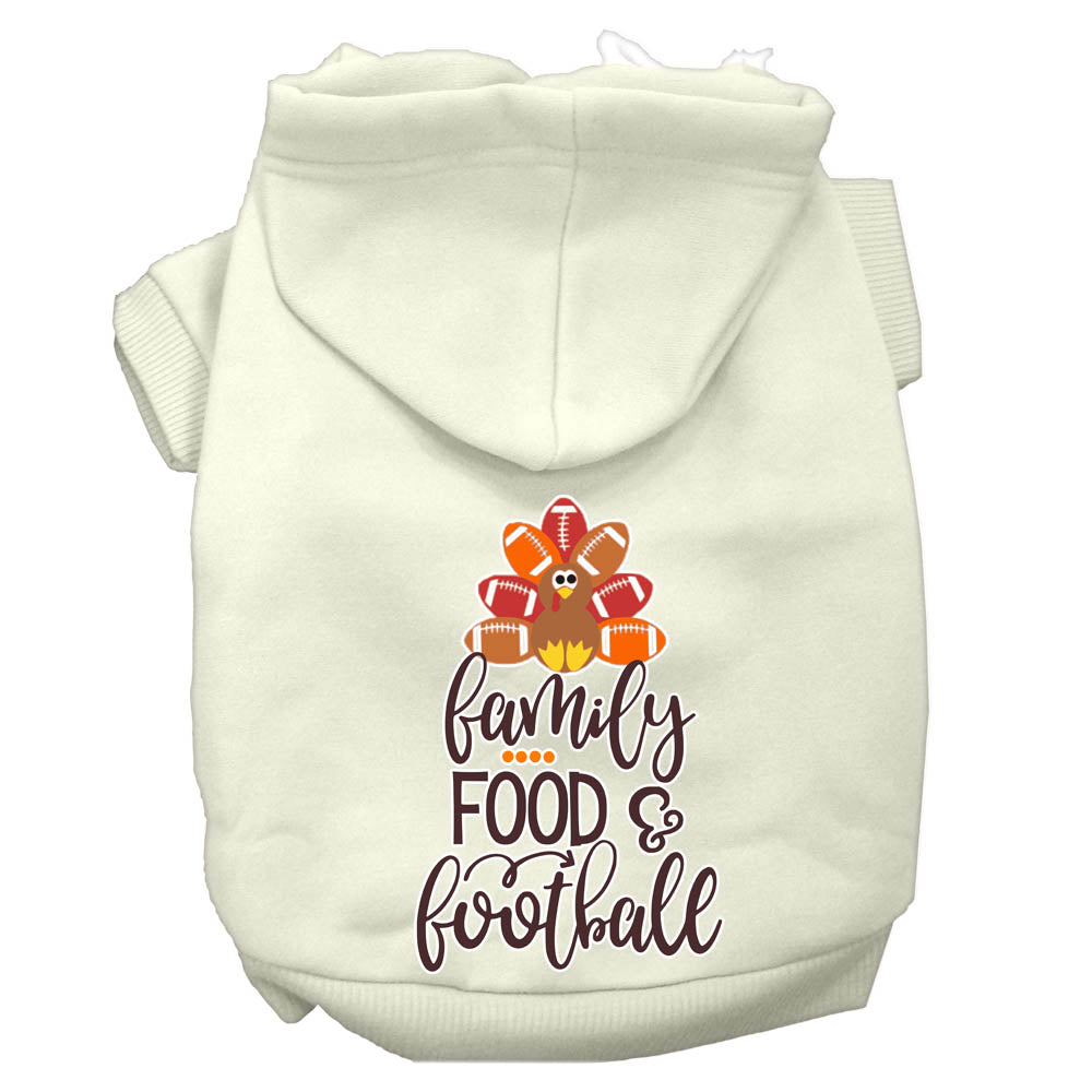 Family, Food, And Football Screen Print Dog Hoodie Cream M