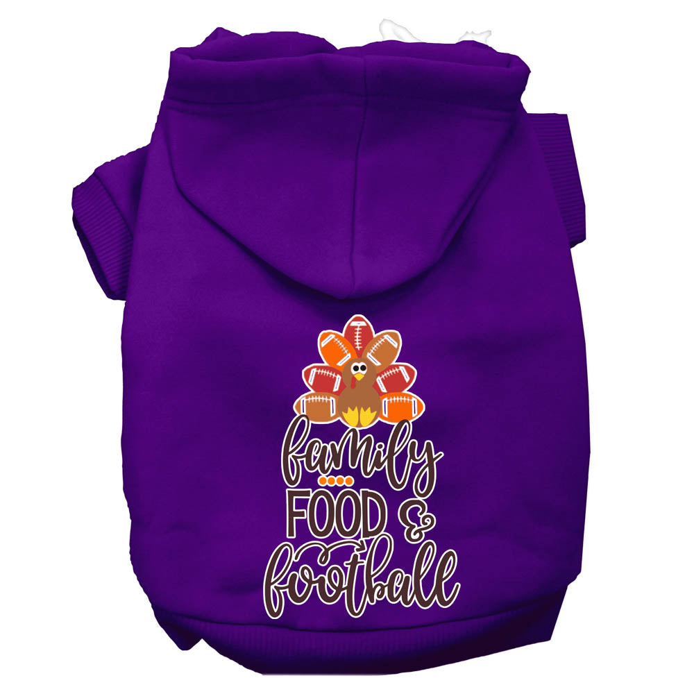 Family, Food, And Football Screen Print Dog Hoodie Purple L