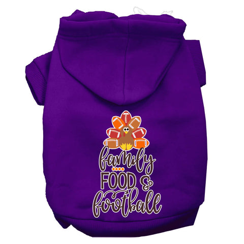 Family, Food, And Football Screen Print Dog Hoodie Purple Xl