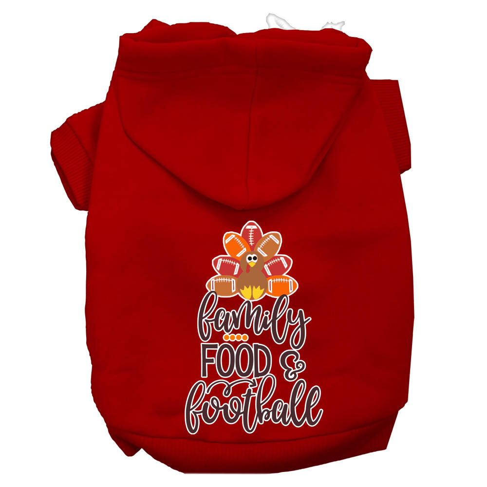 Family, Food, And Football Screen Print Dog Hoodie Red M