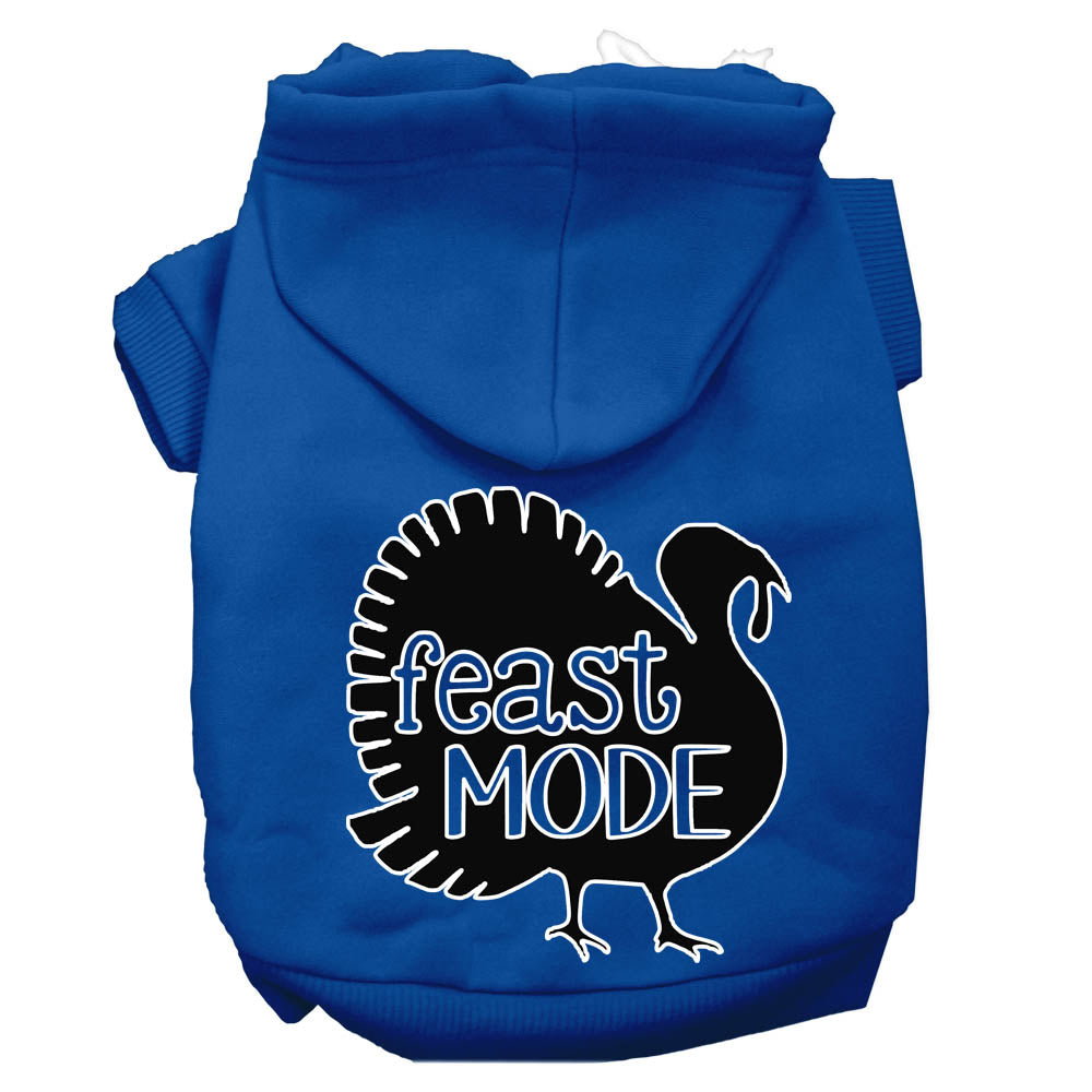 Feast Mode Screen Print Dog Hoodie Blue Xs