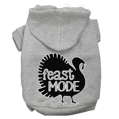 Feast Mode Screen Print Dog Hoodie Grey Xs