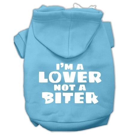 I'm A Lover Not A Biter Screen Printed Dog Pet Hoodies Baby Blue Size Lg (14)