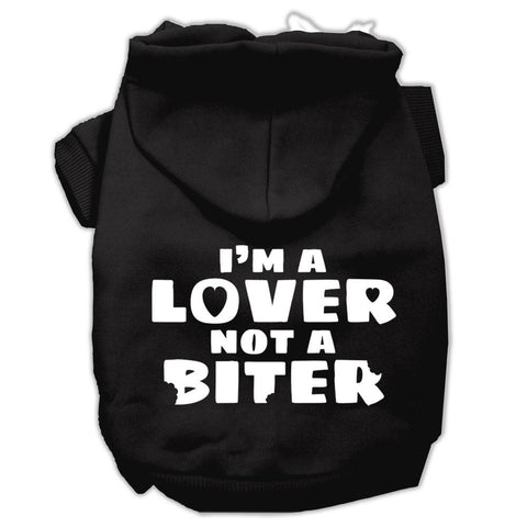 I'm a Lover not a Biter Screen Printed Dog Pet Hoodies Black Size Lg (14)