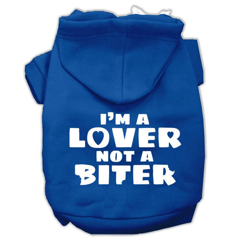 I'm A Lover Not A Biter Screen Printed Dog Pet Hoodies Blue Size Lg (14)