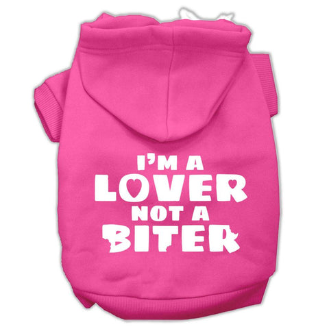 I'm a Lover not a Biter Screen Printed Dog Pet Hoodies Bright Pink Size Lg (14)