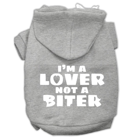 I'm A Lover Not A Biter Screen Printed Dog Pet Hoodies Grey Size Lg (14)