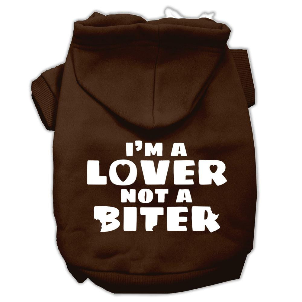 I'm a Lover not a Biter Screen Printed Dog Pet Hoodies Brown Size Sm (10)