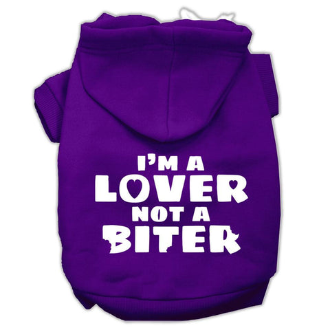 I'm a Lover not a Biter Screen Printed Dog Pet Hoodies Purple Size XL (16)