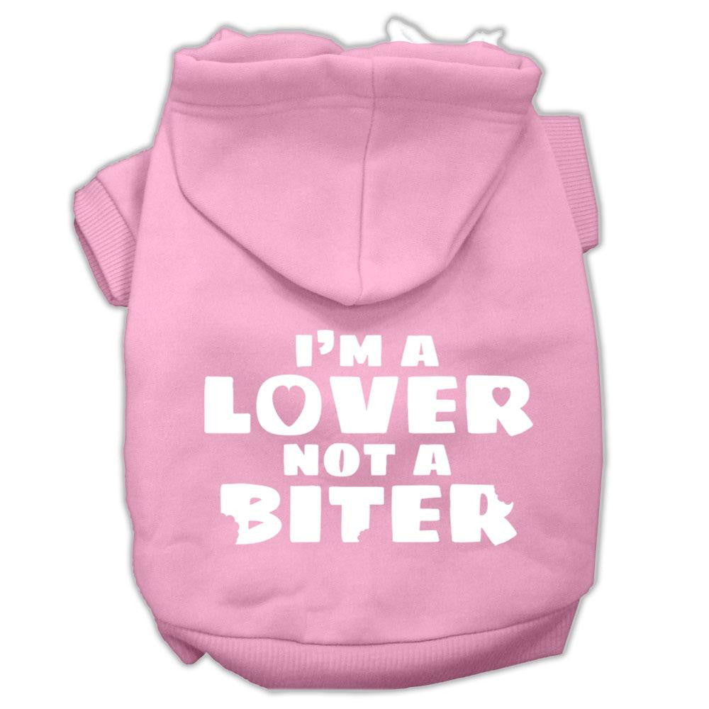 I'm A Lover Not A Biter Screen Printed Dog Pet Hoodies Light Pink Size Xs (8)