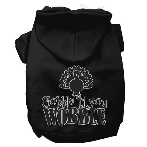 Gobble Til You Wobble Screen Print Dog Hoodie Black L