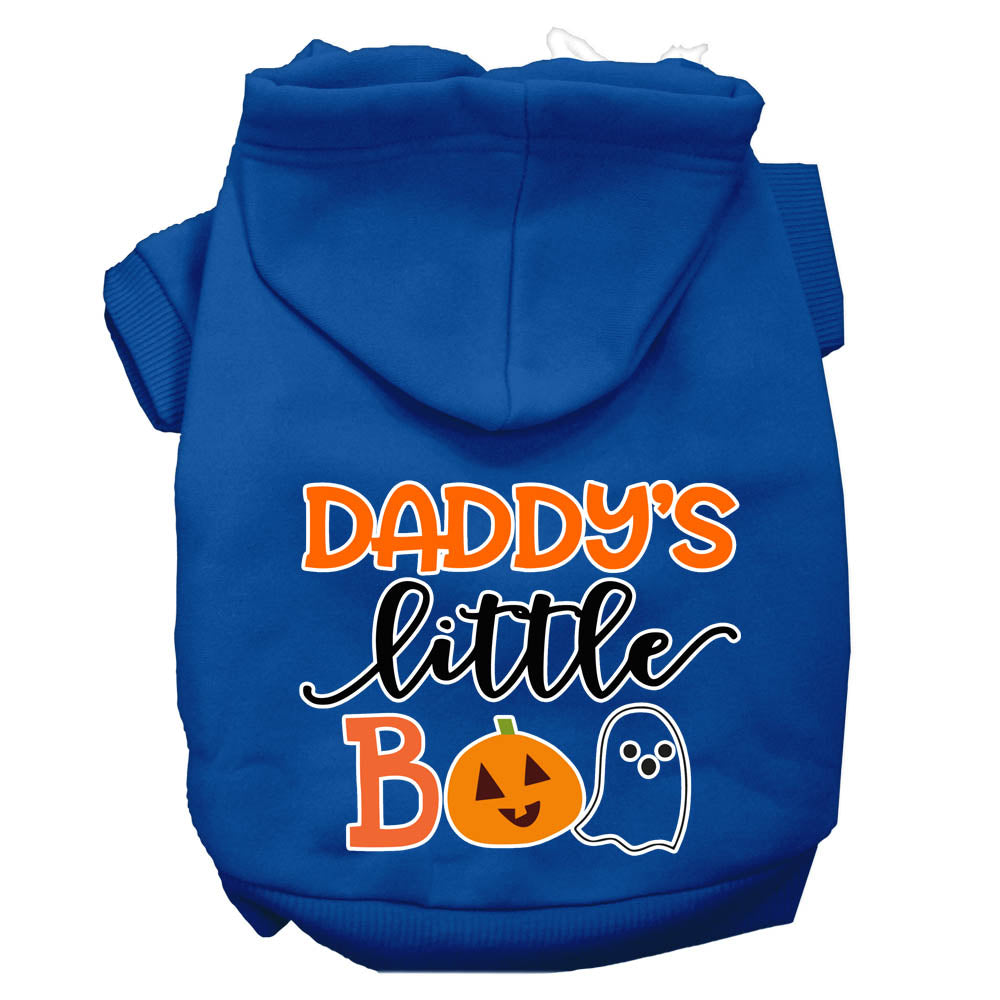 Daddy's Little Boo Screen Print Dog Hoodie Blue S