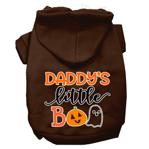 Daddy's Little Boo Screen Print Dog Hoodie Brown Xl