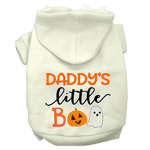 Daddy's Little Boo Screen Print Dog Hoodie Cream M