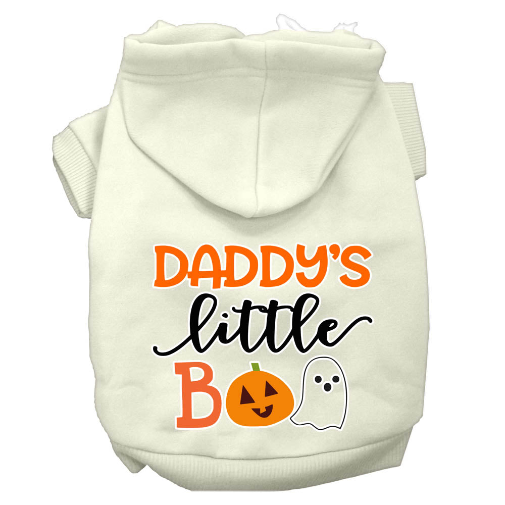 Daddy's Little Boo Screen Print Dog Hoodie Cream Xl