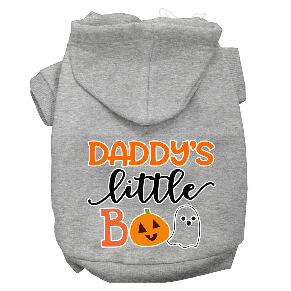 Daddy's Little Boo Screen Print Dog Hoodie Grey Xl