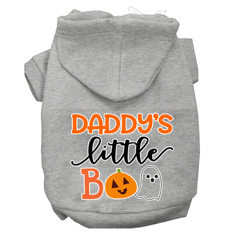 Daddy's Little Boo Screen Print Dog Hoodie Grey Xxxl