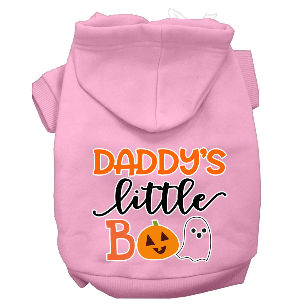 Daddy's Little Boo Screen Print Dog Hoodie Light Pink S