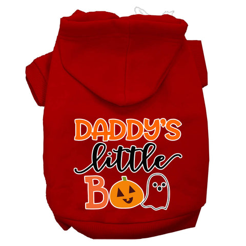 Daddy's Little Boo Screen Print Dog Hoodie Red M