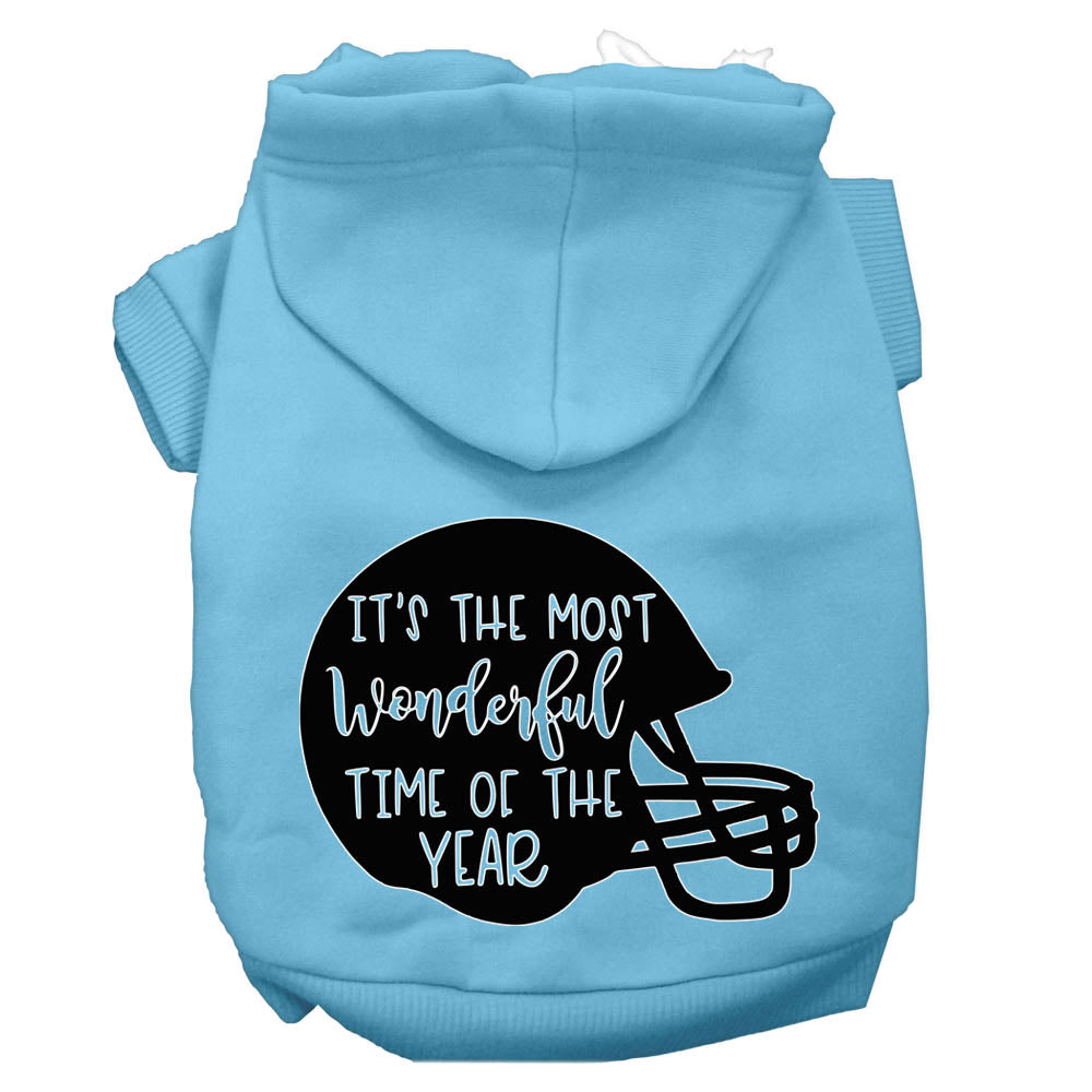 Most Wonderful Time Of The Year (football) Screen Print Dog Hoodie Baby Blue L