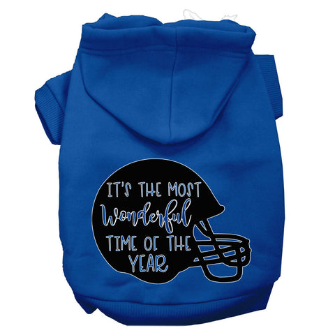 Most Wonderful Time Of The Year (football) Screen Print Dog Hoodie Blue L