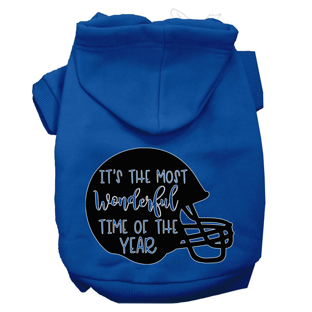 Most Wonderful Time Of The Year (football) Screen Print Dog Hoodie Blue M