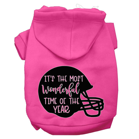 Most Wonderful Time Of The Year (football) Screen Print Dog Hoodie Bright Pink M