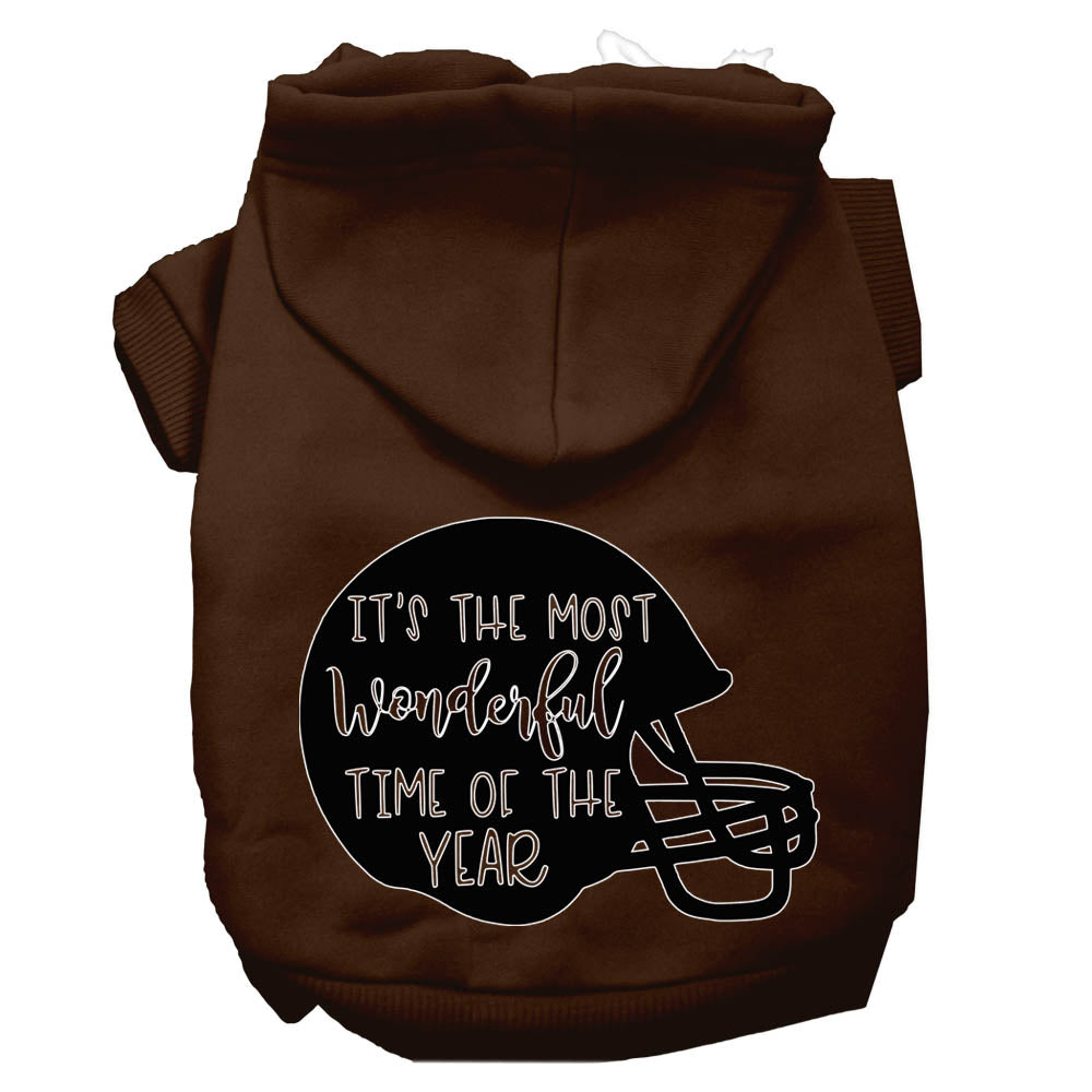 Most Wonderful Time Of The Year (football) Screen Print Dog Hoodie Brown L