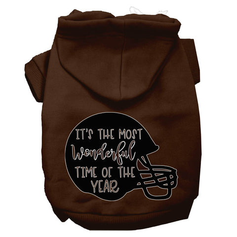 Most Wonderful Time Of The Year (football) Screen Print Dog Hoodie Brown M