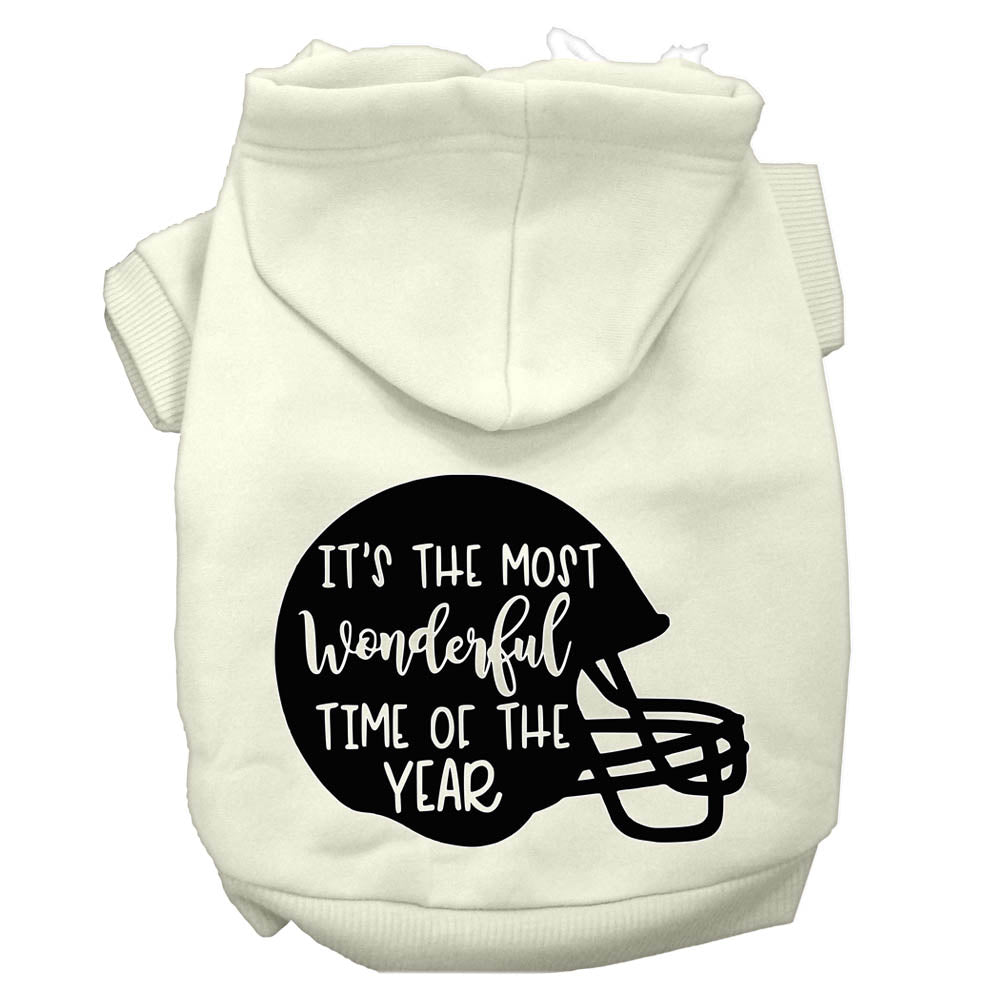 Most Wonderful Time Of The Year (football) Screen Print Dog Hoodie Cream M