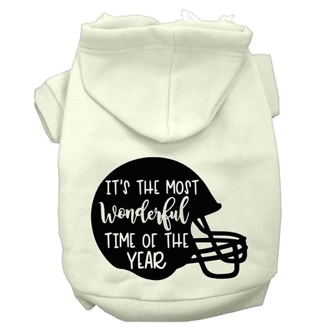 Most Wonderful Time Of The Year (football) Screen Print Dog Hoodie Cream Xl