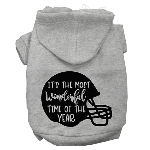 Most Wonderful Time Of The Year (football) Screen Print Dog Hoodie Grey M