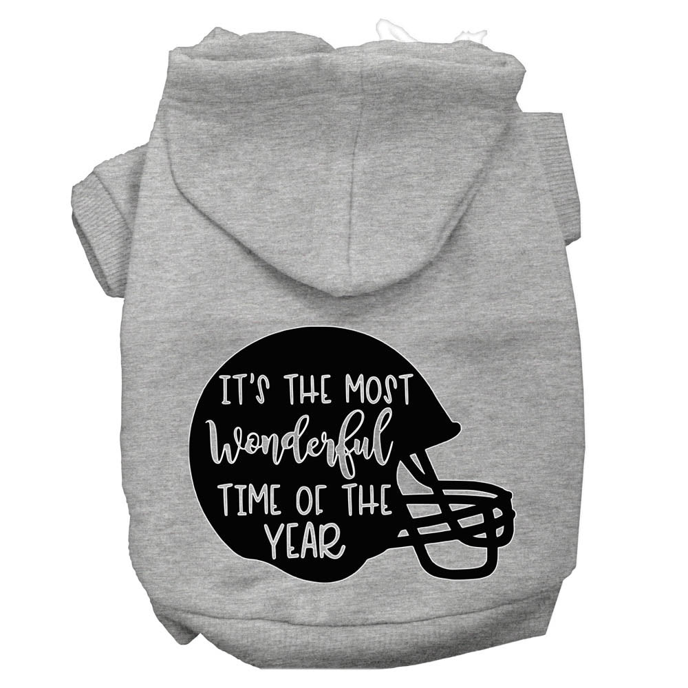 Most Wonderful Time Of The Year (football) Screen Print Dog Hoodie Grey Xl