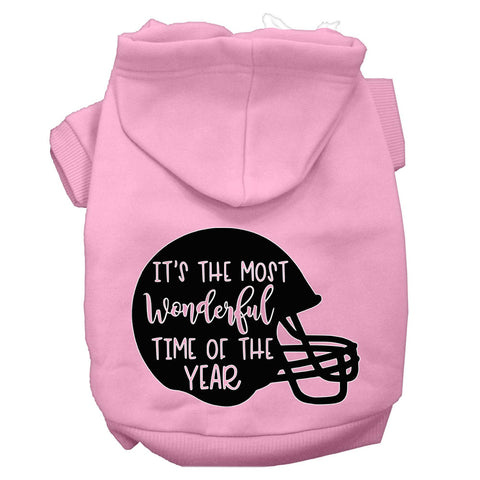 Most Wonderful Time Of The Year (football) Screen Print Dog Hoodie Light Pink Xs