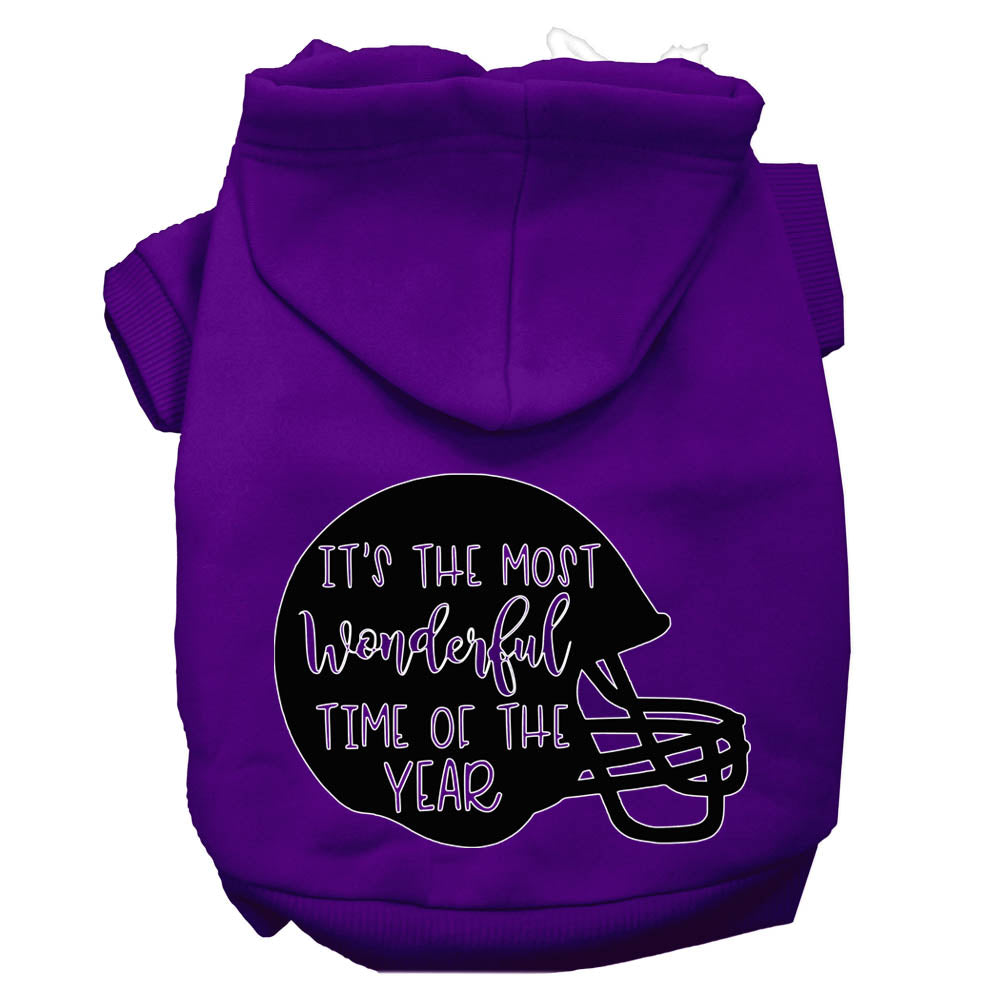 Most Wonderful Time Of The Year (football) Screen Print Dog Hoodie Purple Xl