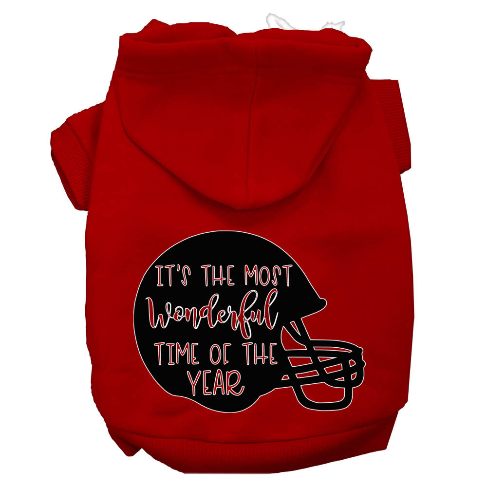 Most Wonderful Time Of The Year (football) Screen Print Dog Hoodie Red L